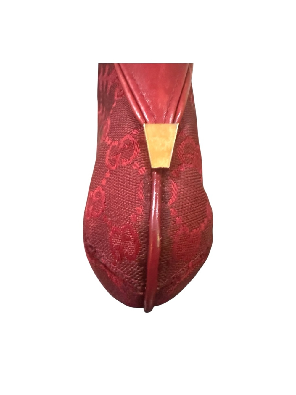 🇺🇸Vintage Gucci Red GG Monogram Canvas & Leather Shoulder Bag Italy - Picture 6 of 14